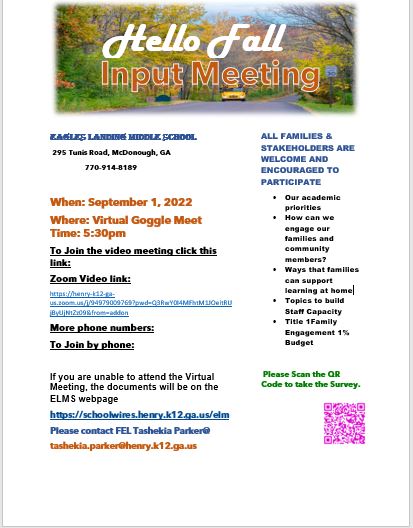 Fall Input Meeting